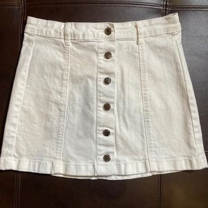white forever 21 jean button up skirt